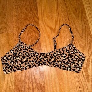 Aerie black animal print bikini top  small